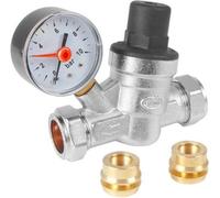 Water Pressure Reducing Regulator Valve For 22mm Compression & 15mm Copper Piping Adjustable 1-6 Bar Brass Adjustable Pressure Red