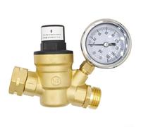 Water Pressure Regulator For RV Plumbing With Brass Adjustable Valve And 0160 PSI Gauge, Dual Filters Prevent Valve Clogging, Suitable For 3/4 Inch Garden Hose Thread