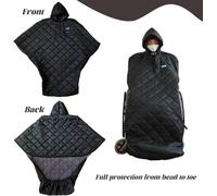 Water-Proof Windproof Winter Wheelchair Blanket, Full Body Fleece Lined Warm Cover with Zipper, Hooded Wheelchair Poncho for Adults, Portable and Comfortable Winter Blanket,Height Below 69in/175cm