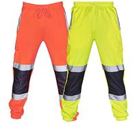 Water Proof Work Trousers Mens Hi Vis Mens Cuffed Work Trousers High Visibility Viz Reflective Pants Softshell Rain Proof Pants Safety Site Builder Pant Combat Workwear Joggers Cargo Pant