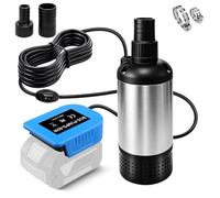 Water Pump for Bosch PRO 18V System Battery, 1000GPH Submersible Sump Pump | 80W brushless motor with 14.8ft cable. for Bosch Professional 18V System GBA Battery. with 3 adapters, ideal for Pool, Garden