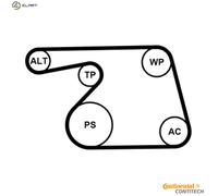 Water pump + V-belt kit 6PK1318WP1 CONTINENTAL CTAM for SUZUKI OPEL FIAT