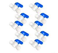 Water Purifier Backwash Ball Valve 1/4 Inch Quick Connect for Reverse Osmosis Systems and Refrigerator Line, Food-Grade Polyoxymethylene Material, Pack of 10