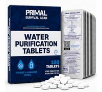 Water Purifier Tablets -Water Purification Tablets for Emergency Water - Hiking, Camping, Survival, Emergency - Drinking Water Filtration System Survival Tabs - Purificador De Agua - 100 Tablets - 4G