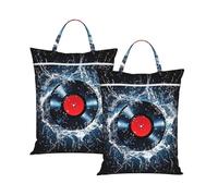 Water Record 2Pcs Travel Laundry Bag with Handle, Portable Dirty Washing Bag for Camping Gym Holidays Vinyl Cd Water-Repellent Laundry Tote for Suitcase Luggage