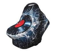 Water Record Nursing Cover 360° Full Coverage Vinyl Cd Stretch Scarf for Breastfeeding and Car Seat Cover Fit for Most Pushchairs and Prams