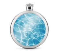 Water Reflecting Sunlight Stainless Steel Hip Flask for Liquor, Round Pocket Portable Wine Flask for Drink 5 Oz