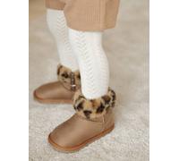 Water-Repellent Furry Boots with Zip for Babies camel