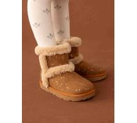 Water-Repellent Furry Boots with Zip for Girls brown