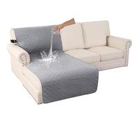 Water Repellent Non Slip Sofa Covers for Kids & Pets Washable Couch Protector with Elastic Str Light Gray Chaise Loun Slipcovers