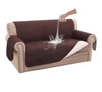 Water Repellent Non Slip Sofa Covers for Kids & Pets Washable Loveseat Fur Protector with Elastic Str Brown Couch Slipcovers