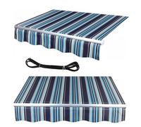 Water-Resistant 1.5x1m Patio Awning Replacement Canopy - Polyester Outdoor Sun Shade Cover with Front Valance Stylish Striped Design for Garden Deck and Patio