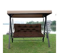 Water Resistant 3 Seater Garden Hammock Outdoor Bench Cushions Thick Patio Seat Pads with Straps Comfortable Swing Cushions in Brown 150 x 100 x 10 cm