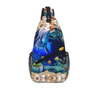 Water Resistant 3d Underwater World Dolphin Printed Sling Crossbody Bag