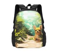 Water Resistant Backpack Chihuahua in Tropical Forests 15.6 Inch Laptop Bag