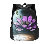 Water Resistant Backpack Lotus flowers, urban ruins 15.6 Inch Laptop Bag