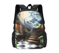 Water Resistant Backpack The Earth on the Stairs 15.6 Inch Laptop Bag