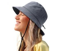 Water-Resistant Bucket Hat for Women Men Rain Hat UPF 50+ Boonie Sun Hat Foldable Summer Floppy Fishing Safari Hats, Grey, One Size