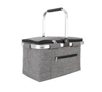 Water Resistant Camping Food Basket with Insulated Compartment and Foldable Design Fabric Texture for Group Gatherings Foldable Insulated Picnics Basket