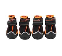 Water Resistant Dog Boots Anti Slip Adjustable Abrasion Proof Warm Winter Dog Shoes for Large Dogs 4 Pcs Rubber Sole Reflective Strips (7#)