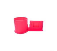 Water resistant dual purpose cup shaped standup paddleboard holder with fixed frame, designed to securely hold phones and beverages, spills while on the water (red)