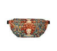 Water Resistant Fanny Pack Adjustable for Running Curly haired Girl Print | Lightweight Polyester Twin Zip Compartments Stow Phone Keys And Cards A Back To School Or Holiday Gift For Men Women Teens