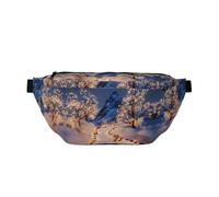 Water Resistant Fanny Pack Adjustable for Running Flower Hill Print | Lightweight Polyester Twin Zip Compartments Stow Phone Keys And Cards A Back To School Or Holiday Gift For Men Women Teens