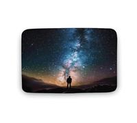 Water-Resistant Front Doormat Man Looking Up Universe Night Sky Doormats Absorbent Floor Mats 40×60cm for Back Door,Kitchen,Bathroom