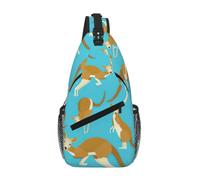 Water Resistant Funny Cartoon Kangaroo Zoo Printed Sling Crossbody Bag