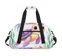 Water Resistant Gym Duffle Bag - with Compartment, Ideal for Sport & Carry-On Weekender Travel for Girls, Boys, Men & Women, 18.9" x 10.6" x 8.7", Cute Sea Turtle