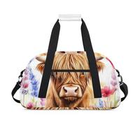 Water Resistant Gym Duffle Bag - with Compartment, Ideal for Sport & Carry-On Weekender Travel for Girls, Boys, Men & Women, 18.9" x 10.6" x 8.7", Literary Plateau Animal