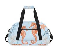 Water Resistant Gym Duffle Bag - with Compartment, Ideal for Sport & Carry-On Weekender Travel for Girls, Boys, Men & Women, 18.9" x 10.6" x 8.7", Fairy - Tale Seahorse