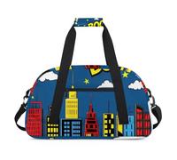 Water Resistant Gym Duffle Bag - with Compartment, Ideal for Sport & Carry-On Weekender Travel for Girls, Boys, Men & Women, 18.9" x 10.6" x 8.7", Innocent City Architecture