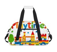 Water Resistant Gym Duffle Bag - with Compartment, Ideal for Sport & Carry-On Weekender Travel for Girls, Boys, Men & Women, 18.9" x 10.6" x 8.7", Adorable Playtime