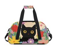 Water Resistant Gym Duffle Bag - with Compartment, Ideal for Sport & Carry-On Weekender Travel for Girls, Boys, Men & Women, 18.9" x 10.6" x 8.7", Illusion Ink Cat - Fragrance