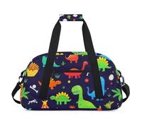 Water Resistant Gym Duffle Bag - with Compartment, Ideal for Sport & Carry-On Weekender Travel for Girls, Boys, Men & Women, 18.9" x 10.6" x 8.7", Cute Dinosaur Paradise
