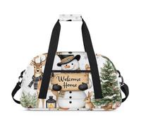 Water Resistant Gym Duffle Bag - with Compartment, Ideal for Sport & Carry-On Weekender Travel for Girls, Boys, Men & Women, 18.9" x 10.6" x 8.7", Adorable Snowy Animal
