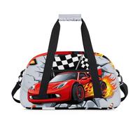 Water Resistant Gym Duffle Bag - with Compartment, Ideal for Sport & Carry-On Weekender Travel for Girls, Boys, Men & Women, 18.9" x 10.6" x 8.7", Astonishing Racing Car