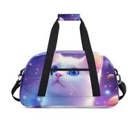 Water Resistant Gym Duffle Bag - with Compartment, Ideal for Sport & Carry-On Weekender Travel for Girls, Boys, Men & Women, 18.9" x 10.6" x 8.7", Healing Starry - Sky Cat