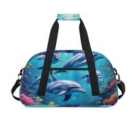 Water Resistant Gym Duffle Bag - with Compartment, Ideal for Sport & Carry-On Weekender Travel for Girls, Boys, Men & Women, 18.9" x 10.6" x 8.7", Agile Underwater Dolphin