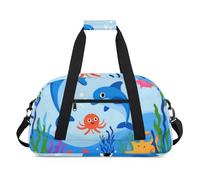 Water Resistant Gym Duffle Bag - with Compartment, Ideal for Sport & Carry-On Weekender Travel for Girls, Boys, Men & Women, 18.9" x 10.6" x 8.7", Innocent Marine Ecology