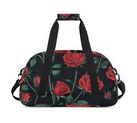 Water Resistant Gym Duffle Bag - with Compartment, Ideal for Sport & Carry-On Weekender Travel for Girls, Boys, Men & Women, 18.9" x 10.6" x 8.7", Agile Red Rose