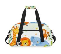 Water Resistant Gym Duffle Bag - with Compartment, Ideal for Sport & Carry-On Weekender Travel for Girls, Boys, Men & Women, 18.9" x 10.6" x 8.7", Innocent Wild Animal