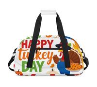 Water Resistant Gym Duffle Bag - with Compartment, Ideal for Sport & Carry-On Weekender Travel for Girls, Boys, Men & Women, 18.9" x 10.6" x 8.7", Innocent Thanksgiving