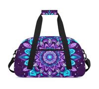 Water Resistant Gym Duffle Bag - with Compartment, Ideal for Sport & Carry-On Weekender Travel for Girls, Boys, Men & Women, 18.9" x 10.6" x 8.7", Mysterious Purple-Charm Mandala