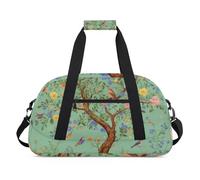 Water Resistant Gym Duffle Bag - with Compartment, Ideal for Sport & Carry-On Weekender Travel for Girls, Boys, Men & Women, 18.9" x 10.6" x 8.7", Agile Colorful Flower Tree