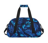Water Resistant Gym Duffle Bag - with Compartment, Ideal for Sport & Carry-On Weekender Travel for Girls, Boys, Men & Women, 18.9" x 10.6" x 8.7", Natural Rhythm Blue Leaf