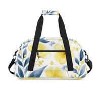 Water Resistant Gym Duffle Bag - with Compartment, Ideal for Sport & Carry-On Weekender Travel for Girls, Boys, Men & Women, 18.9" x 10.6" x 8.7", Agile Yellow Flower