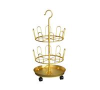 Water-Resistant Hanging Shoe Rack, Gold, 2-Tier Rotating Shoe Rack With Drain Tray And Wheels