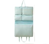 Water Resistant Hanging Travel Bag, 6 Compartment Clothes Storage Organizer with Handle for Holiday Packing(Light Blue Six)